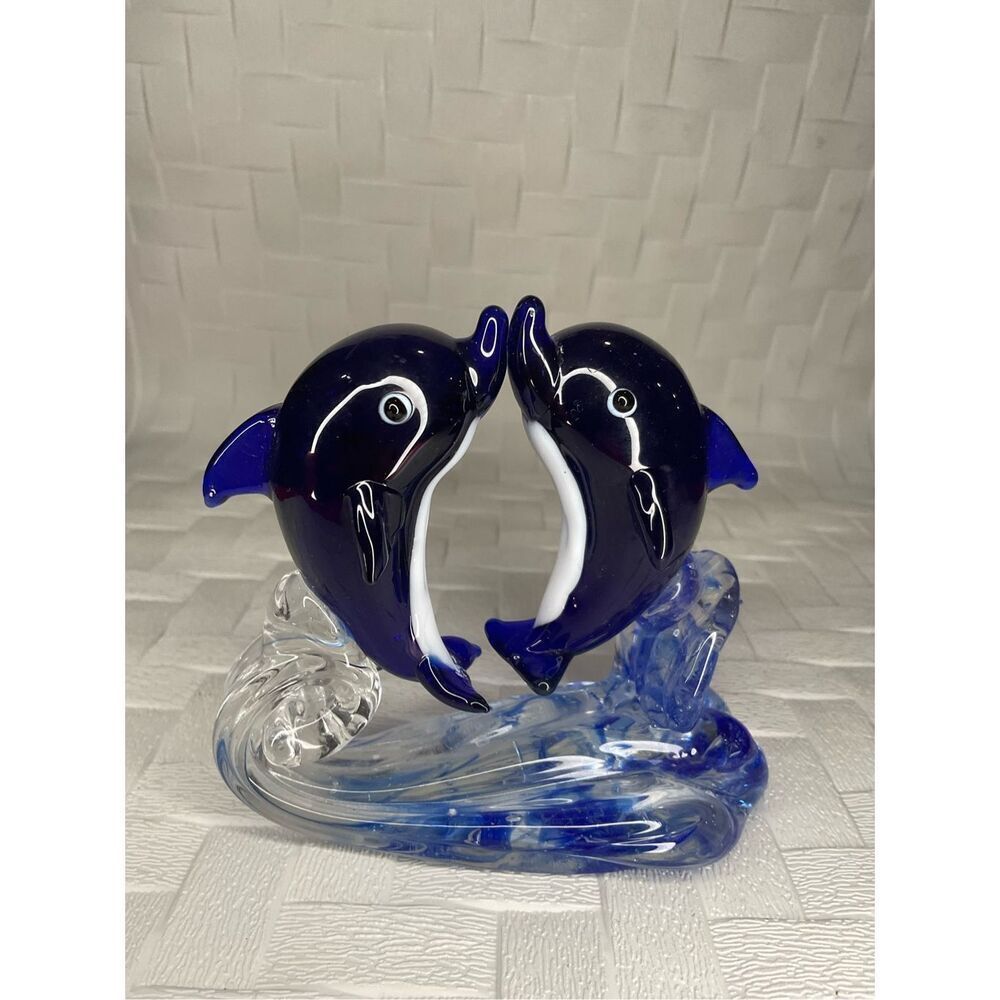 Vintage Crystal Dolphins Figurine Glass Hand Blown Sea‎ Animal Sculpture SeaLive - Picture 8 of 10